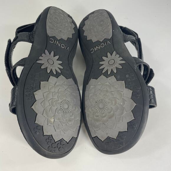 Vionic Sandals Flat Strappy Sz 6 Womens Open Toe Flat Comfort Black - Picture 5 of 14